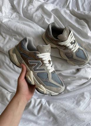 Женские кроссовки голубые с коричневым new balance 9060 blue brown1 фото