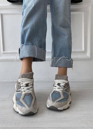 Жіночі кросівки блакитні з коричневим new balance 9060 blue brown5 фото