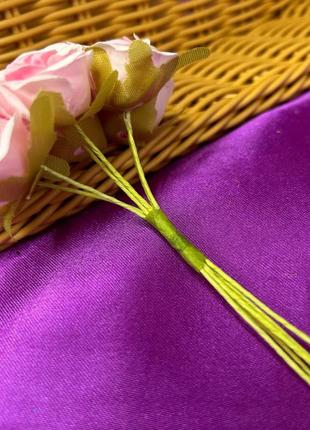 Роза двухцветная, букет 6 цветков - розовый2 фото