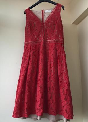 Платье миди кружное нарядное красное вечернее (возможен обмен)
