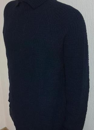 Шерстяной свитер синего цвета с добавлением кашемира made in romania4 фото