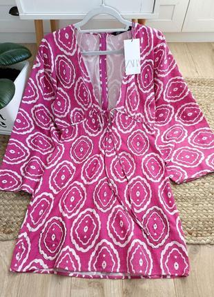 Короткое жаккардовое платье с элементами вышивки бисером от zara, размер xs*2 фото