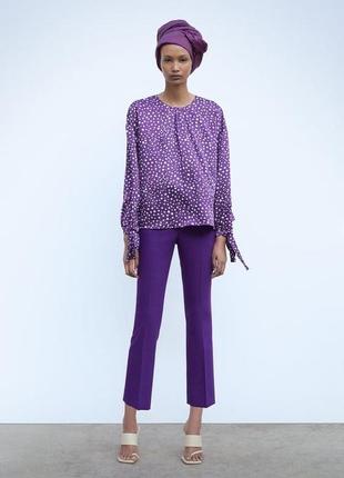 Zara фіолетова блузка в горошок4 фото