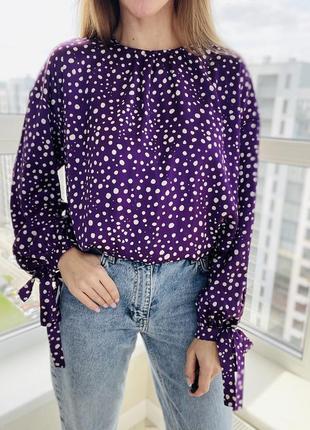 Zara фіолетова блузка в горошок5 фото