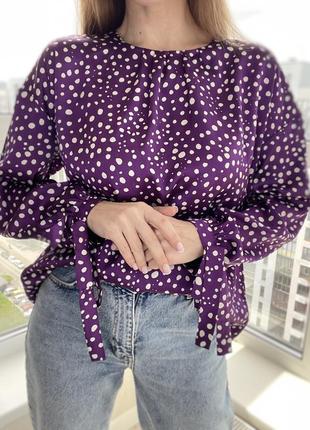 Zara фіолетова блузка в горошок7 фото