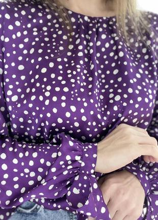 Zara фіолетова блузка в горошок8 фото
