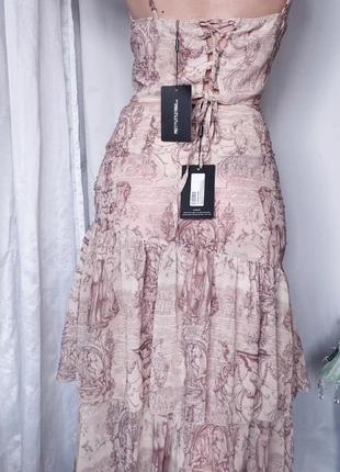 Роскошный костюм корсет и юбка с принтом античные мотивы сеточка8 фото