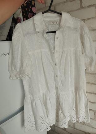 Блузка рубашка с вишивкою ришелье размер м