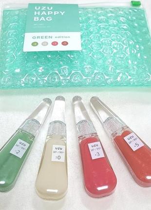 Uzu happy bag green by flowfushi lip 38 °c блеск-бальзам для губ с молочнокислыми...