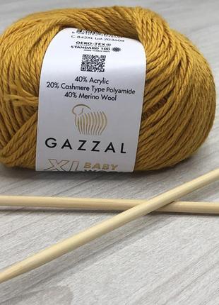 Пряжа gazzal baby wool xl цвет 842 горчичный