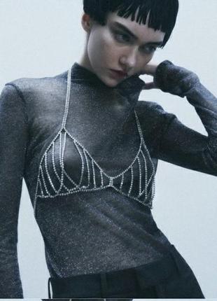 Zara rhinestone bralette браллет бра новогодняя вечеринка