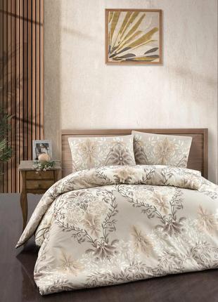 Туреччина 🇹🇷, сімейний комплект постільної білизни 160 х 220 см lara ekru ранфорс