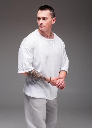 Мужская белая футболка больших размеров "casual"4 фото