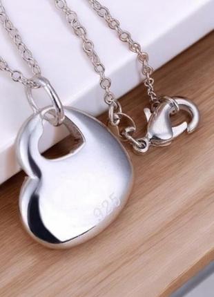 Цепочка и кулон сердечко серебро silver ♥️ 925 чокер ожерелье