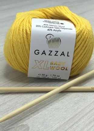 Пряжа gazzal – baby wool xl колір 812 жовтий