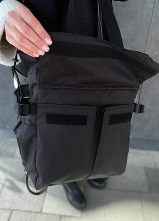 Женский рюкзак, сумка шоппер, черный, вместительный5 фото