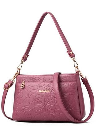 Женская мини сумочка клатч с розами розовый