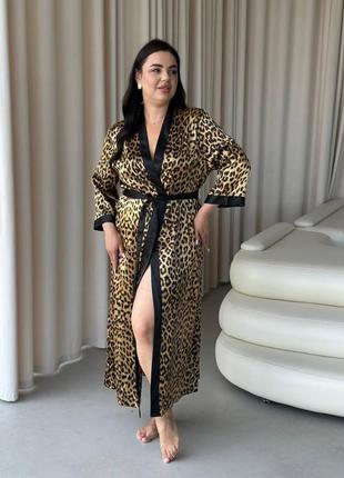 Do2968 plus size леопардовый принт халат довгий