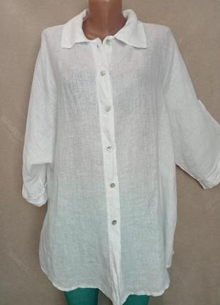 Блуза, лен, большой размер, батал3 фото