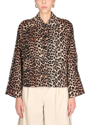 Куртка жакет ganni  leopard printed canvas short jacket3 фото
