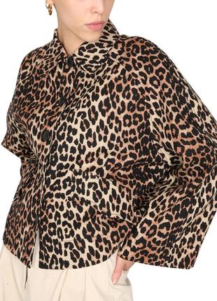 Куртка жакет ganni  leopard printed canvas short jacket2 фото