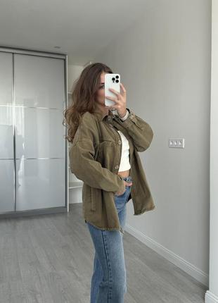 Джинсовка zara джинсова куртка хакі