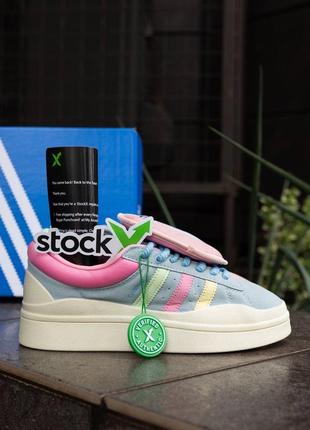 Стильные женские кроссовки высокого качества adidas campus x bad bunny moon pink2 фото