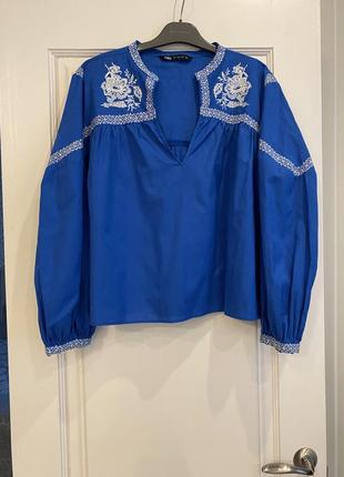 Вишиванка zara, льон, блузка zara, розмір м