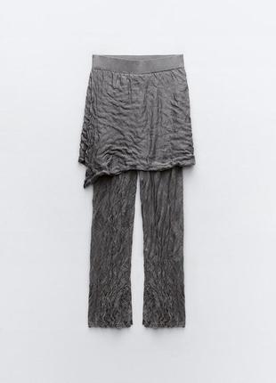 Костюм женский серый жатый топ с брюками zara new6 фото