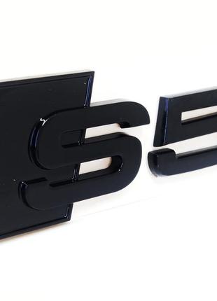 Надпись s5 audi емблема black gloss
