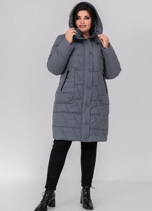 Зимняя женская теплая куртка пуховик на тинсулейте, большие размеры. зимнее пальто из плащевки