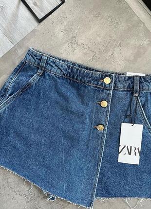 Классные шорты юбка джинсовые от zara3 фото