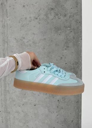 Женские кожаные кеды кроссовки slides adidas samba на платформе
