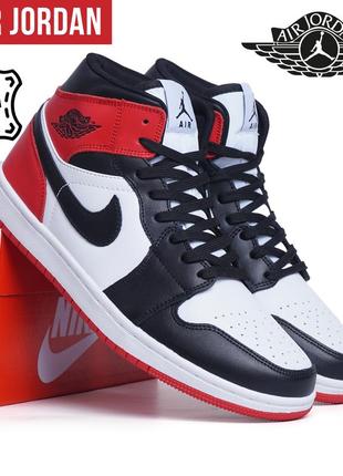 Кросівки чоловічі шкіряні bone nike air jordan 1 retro chicago червоні чорні білі