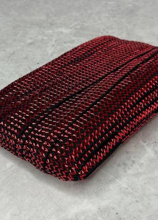 Декоративна тасьма-гумка "фольга" 4 см - червона2 фото