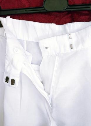 Лён+ вискоза белоснежные летние брюки хорошая посадка льняные белые свободные штаны h&m4 фото