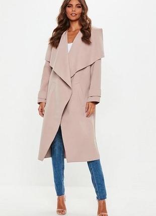Розкішне рожеве довге брендове пальто на запах, тренч