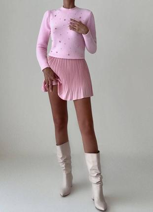 Модний зручний жіночий жіночий рожевий колір із заниженою лінією плеча та широким рукавом з еластичною манжетою