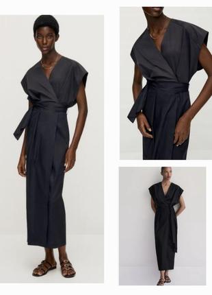Брендова темно -синя сукня,плаття на запах,massimo dutti