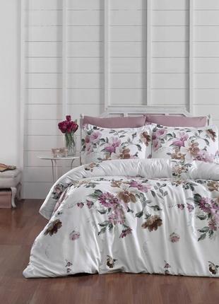 Турция 🇹🇷, семейный комплект постельного белья cotton satin 160 х 220 см семейная serra powder, сатин премиальное качество