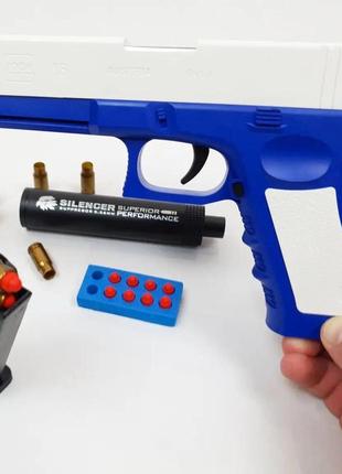 Іграшковий дитячий пістолет glock з поролоновими кулями, іграшковий глок із глушником