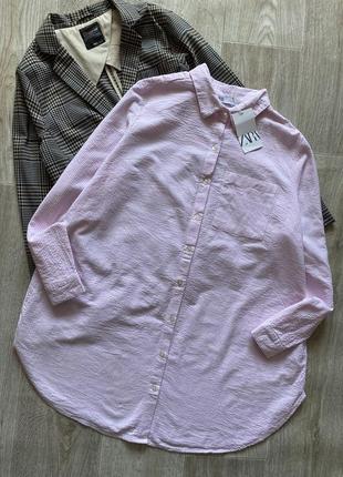 Zara жіноча сорочка оверсайз, обьемная рубашка, удлиненная рубашка, блузка, блуза3 фото