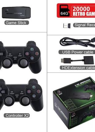 Компактна ігрова приставка 20000 ігор hdmi game stick lite m8 64 gb 4k ultra hd з двома джойстиками8 фото