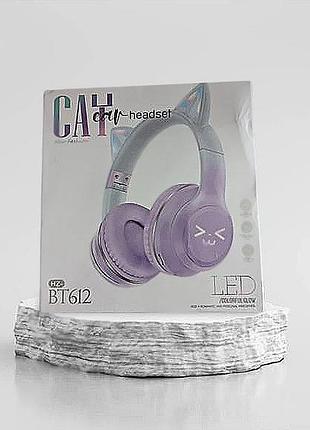Беспроводные bluetooth наушники с кошачьими ушками catear с rgb подсветкой и микрофоном, блютуз наушники