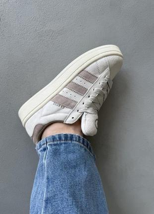 Стильные женские кеды в стиле adidas campus 00s beige/brown8 фото