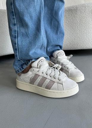 Стильні жіночі кеди в стилі adidas campus 00s beige/brown10 фото