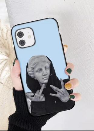 Чехол для apple iphone 12\12 pro silicone case blue силикон кейс голубой с принтом про
