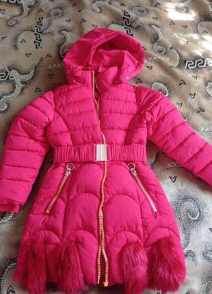 Куртка пальто зимове тепле для дівчинки4 фото