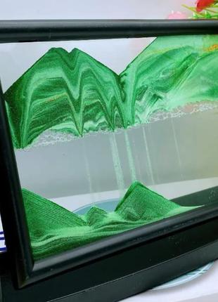 Картина антистресс движущийся песок песчаный пейзаж 3d - зеленый