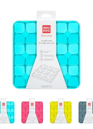 Килимок для пошуку корму waudog silicone, 205х205х17 мм, блакитний